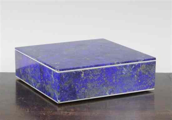 Appraisal: A lapis lazuli veneered and grey marble box ins Estimate