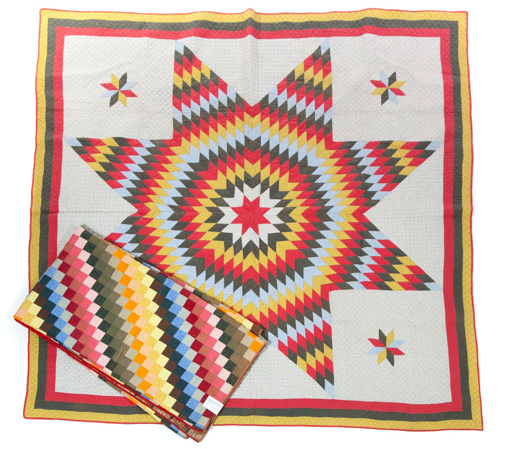 Appraisal: TWO AMERICAN QUILTS Late th century Lone Star x and