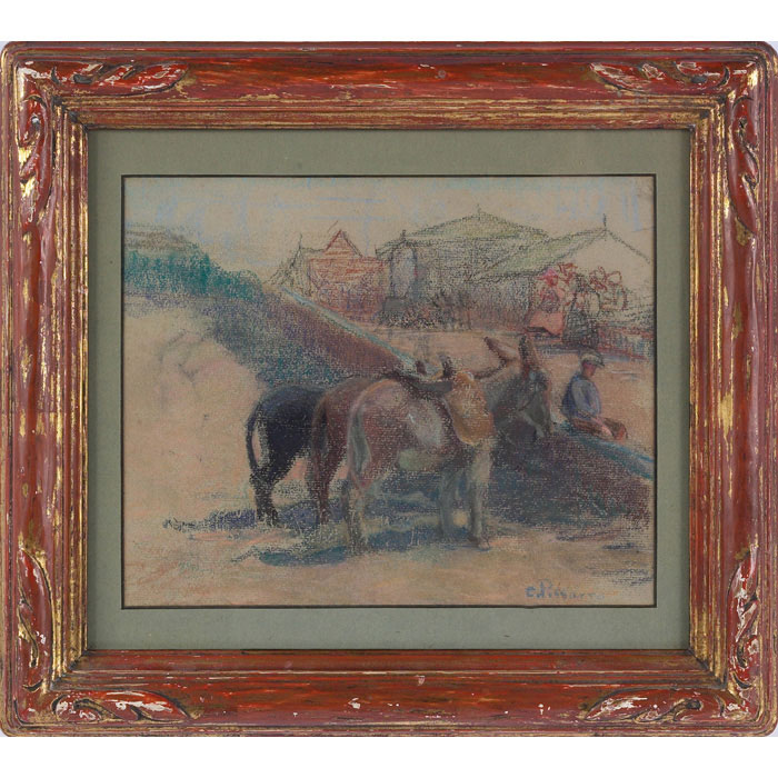 Appraisal: Camille Pissarro attribution French - Market Scene c pastel x