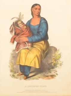 Appraisal: th Century Hand Colored Lithograph A Chippeway Widow Published F