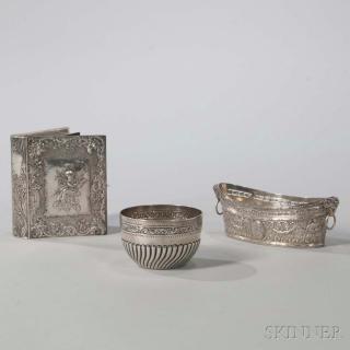 Appraisal: Three Pieces of English and European Silver Tableware a Victorian