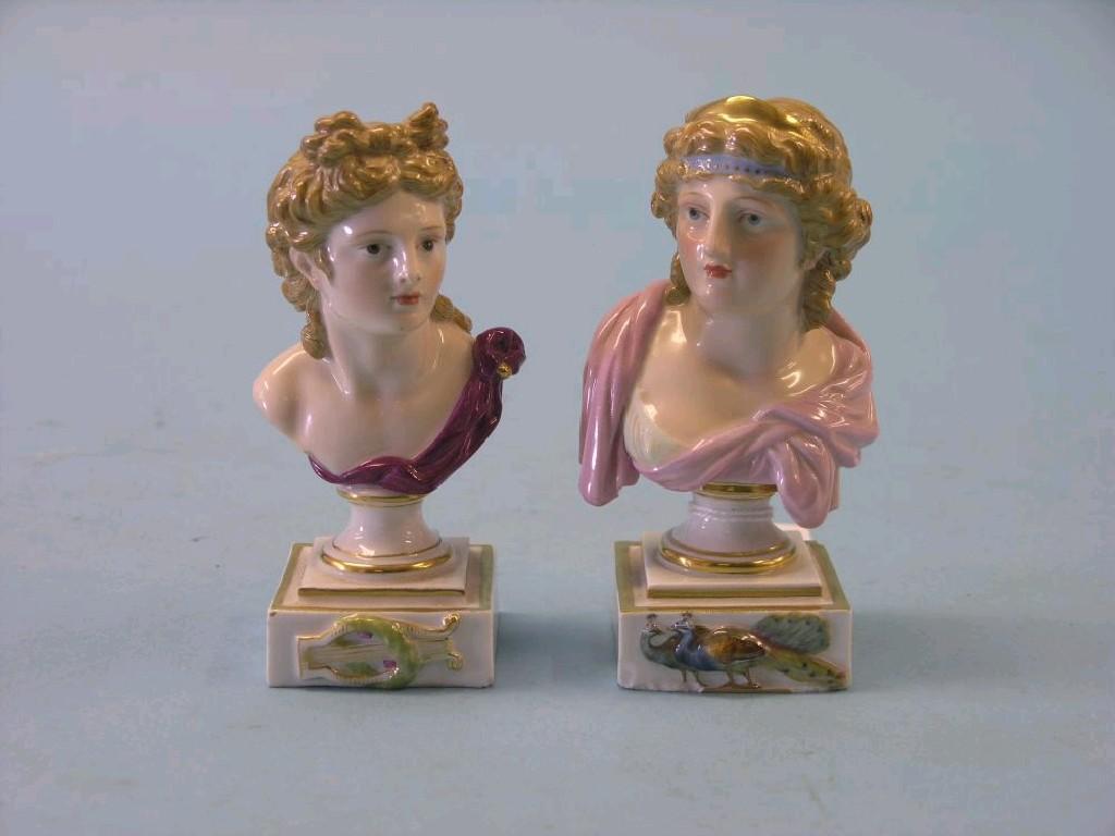 Appraisal: A pair of Meissen portrait busts each a classical female