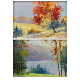 Appraisal: Grouping of Two Artist Signed Oil on Board Canadian Scene