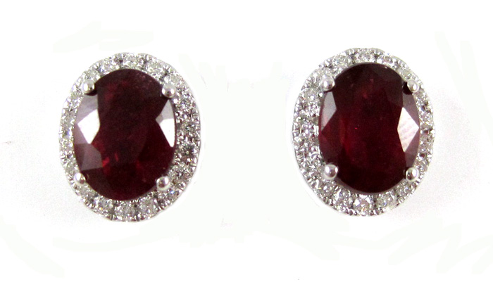 Appraisal: PAIR OF RUBY AND DIAMOND EARRINGS each k white gold