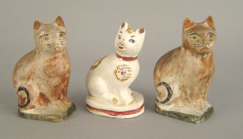 Appraisal: Three chalk figures of cats th c h h