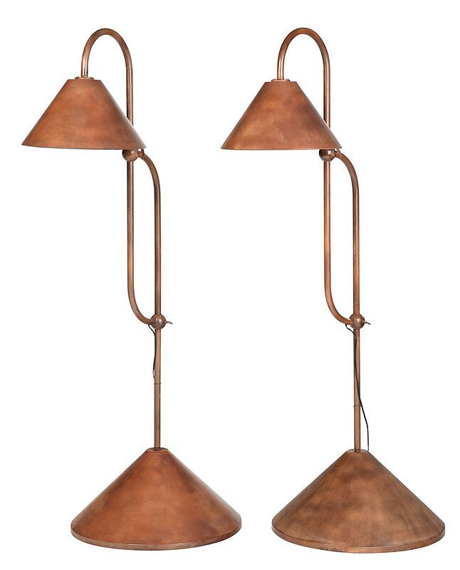 Appraisal: Pair of Copper Finished Adjustable Floor Lamps modern each with