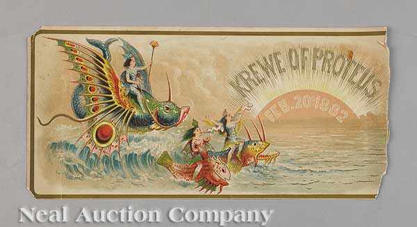 Appraisal: Mardi Gras Krewe of Proteus Ball invitation February Ancient Egyptian