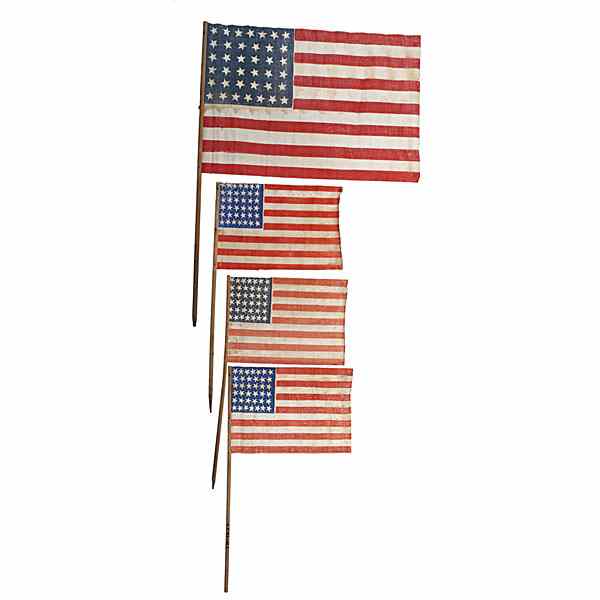 Appraisal: -Star American Parade Flags Lot of glazed cotton printed parade