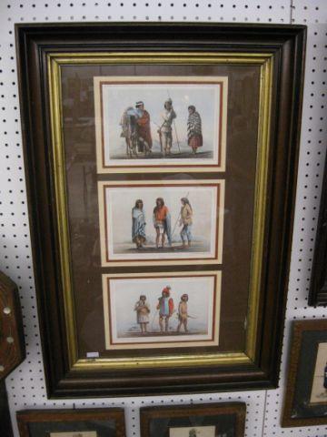 Appraisal: 's Handcolored Indian Engravings framed from Colorado River of the