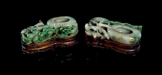 Appraisal: A Pair of Jade Coupes Height inches A Pair of