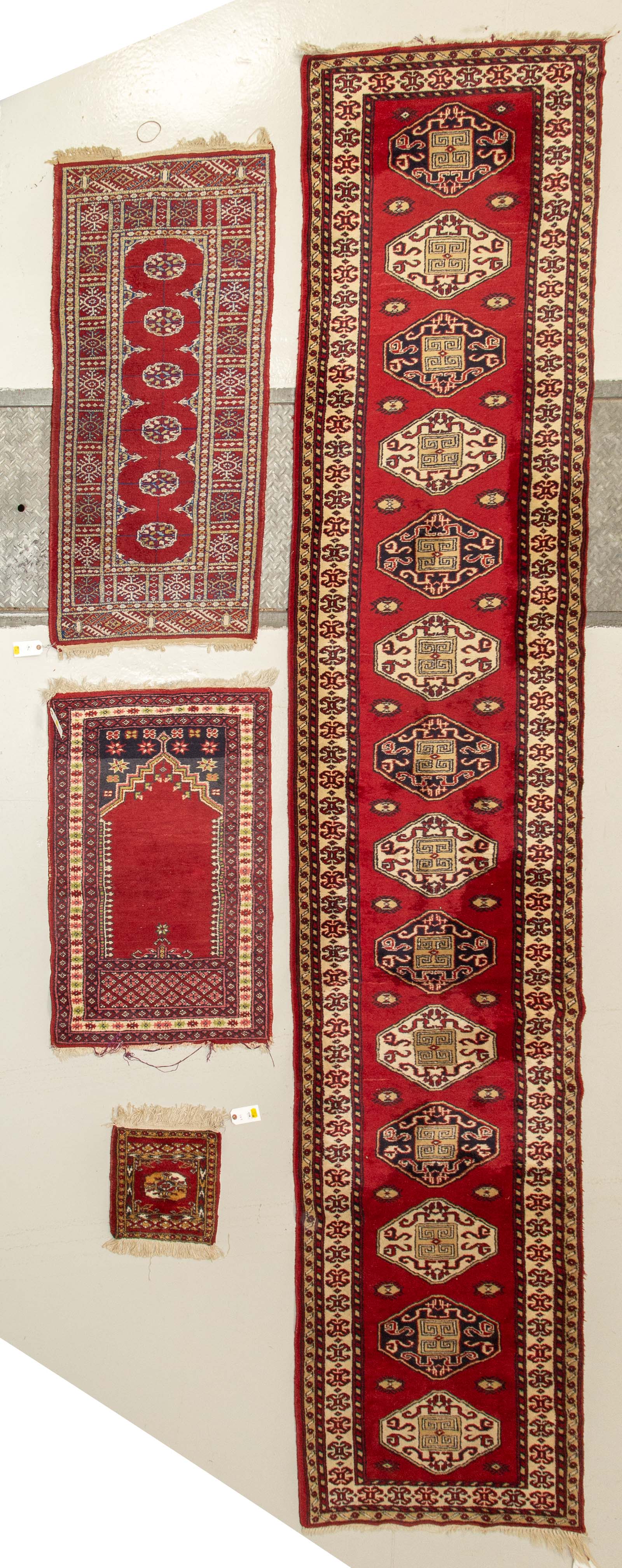 Appraisal: BOKHARA RUNNER THREE SCATTER RUGS PAKISTAN x x x and