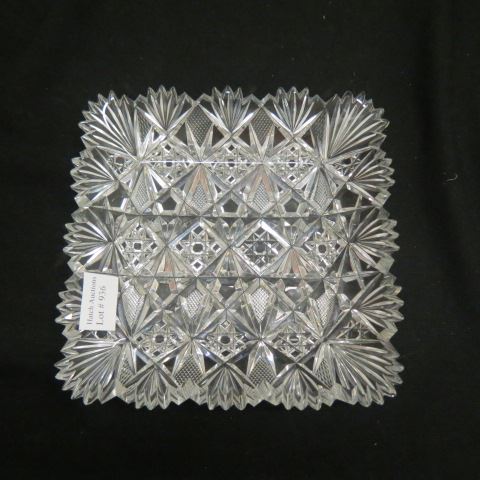 Appraisal: Cut Glass Square Dish brilliant period elaborate overall cutwork including