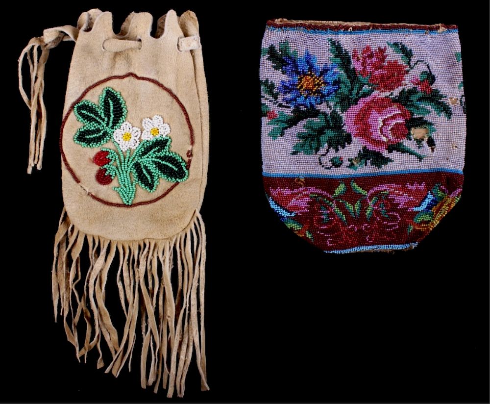 Appraisal: Native American Beaded Pouches This lot features two very different