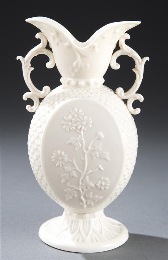 Appraisal: Belleek Irish Porcelain Elcho Spill Vase c Of amphora form