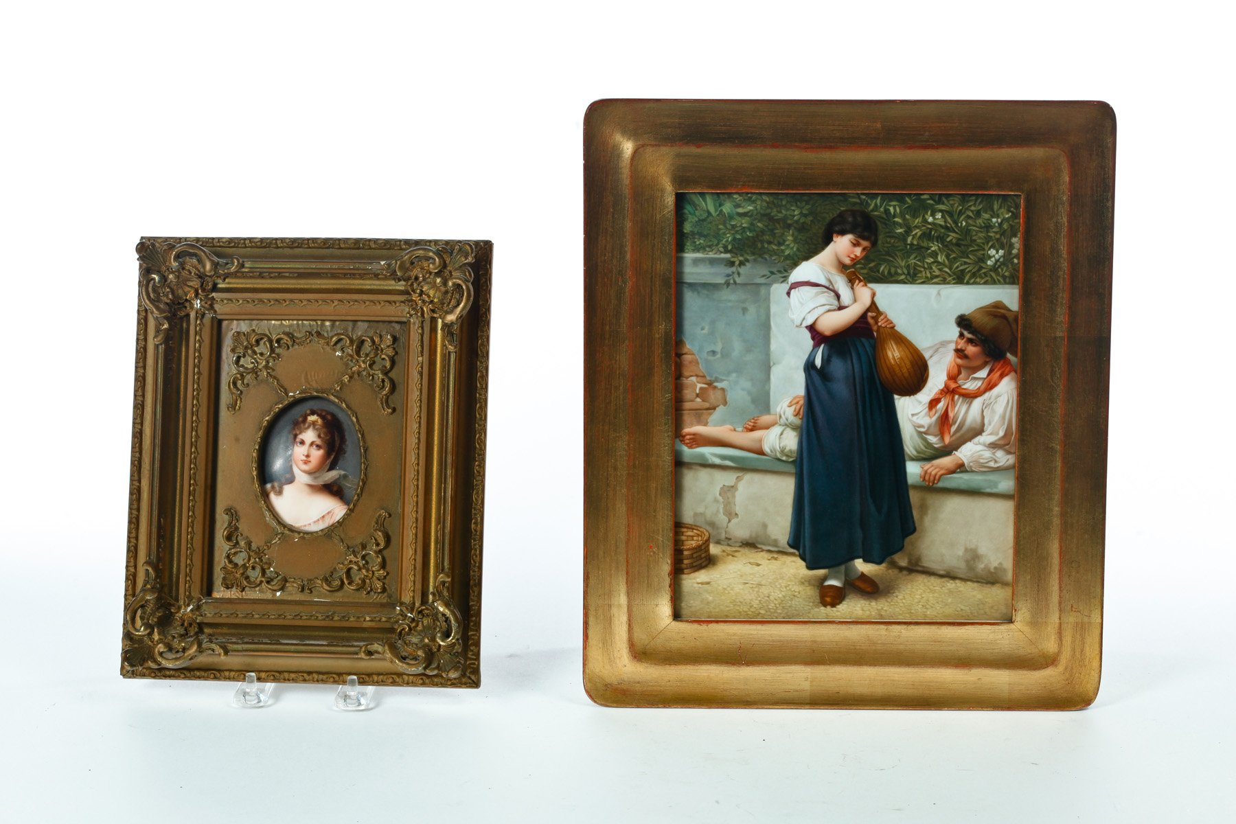 Appraisal: TWO HAND PAINTED PORCELAIN PLAQUES Germany late th century One