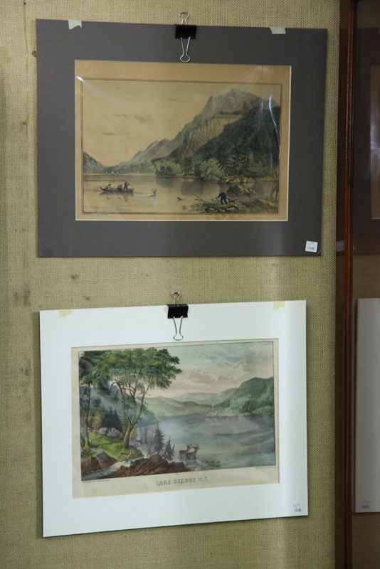 Appraisal: TWO UNFRAMED CURRIER IVES PRINTS Both small folios ''Lake George