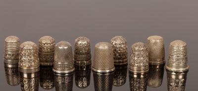 Appraisal: Ten silver thimbles Charles Horner Chester approximately g