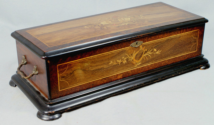 Appraisal: tune inlaid rosewood Harp Harmonic Piccolo Swiss cylinder music box