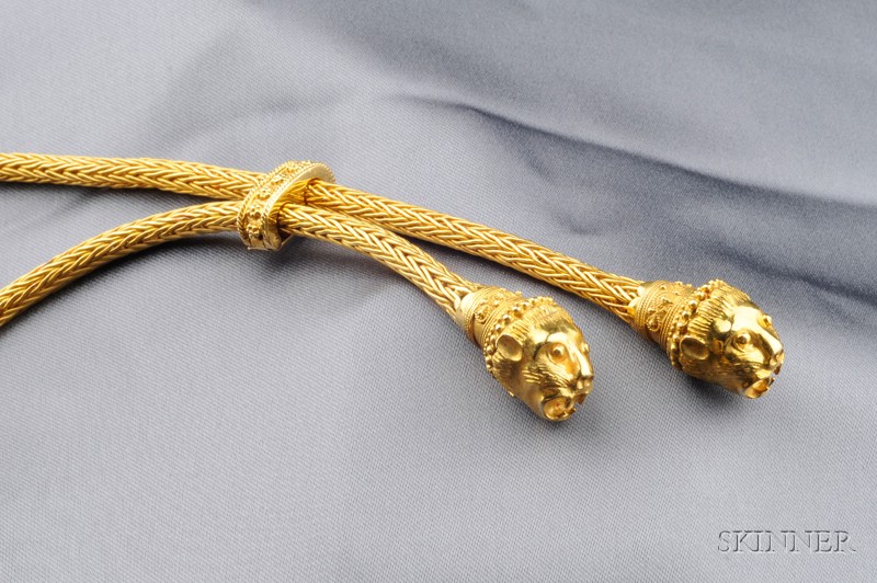 Appraisal: kt Gold Lariat Zolotas the fancy woven chain ending in