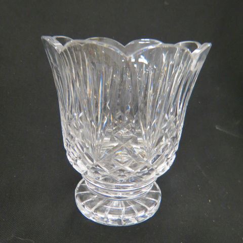 Appraisal: Waterford Cut Crystal Vase diamond fan decor signed excellent