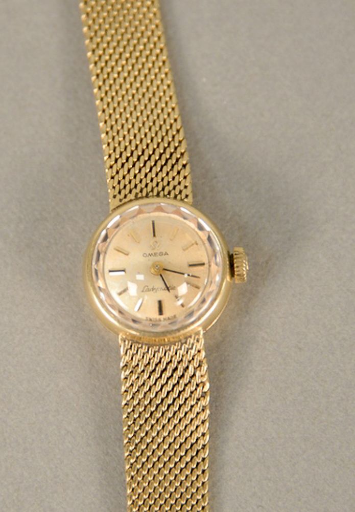 Appraisal: Omega karat gold ladies wristwatch with karat gold mesh bracelet