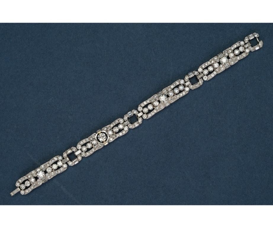 Appraisal: Art Deco platinum and diamond bracelet depicting a dimond-set buckle