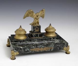 Appraisal: French Empire Style Gilt Bronze and Verde Antico M French