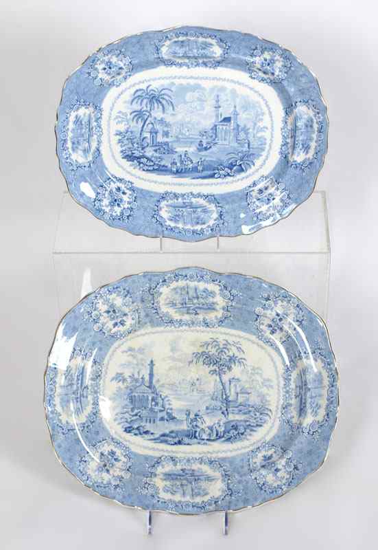 Appraisal: STAFFORDSHIRE BLUE TRANSFERWARE RIDGEWAYS ''ORIENTAL'' PLATTERS Two platters '' and