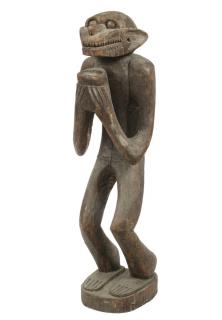 Appraisal: CARVED WOOD AFRICAN SCULPTURE Baule Gbekre Monkey Figure Ivory Coast