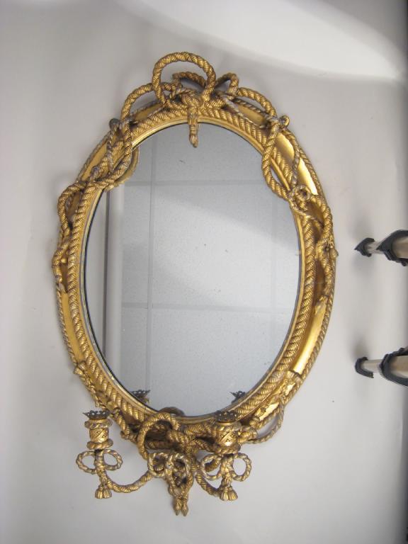 Appraisal: A th Century gilt framed oval Girandole Mirror with rope