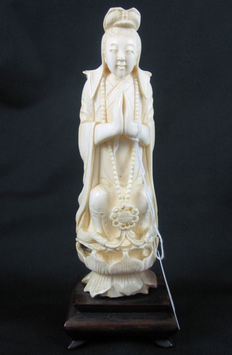 Appraisal: A CHINESE CARVED IVORY FIGURE of Kwan Yin or Goddess