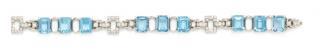 Appraisal: A Platinum Aquamarine and Diamond Bracelet J E Caldwell dwts