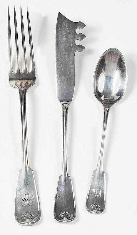 Appraisal: Tiffany Palm Sterling Flatware Pieces American - including five in