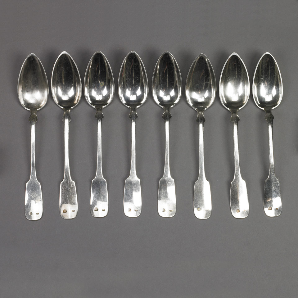 Appraisal: Eight Austro-Hungarian Silver Fiddle Pattern Table Spoons Vienna makers marks