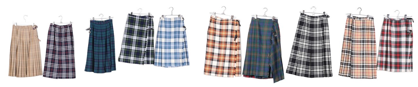 Appraisal: Wool plaid skirts to include Burberry's with moth bites at