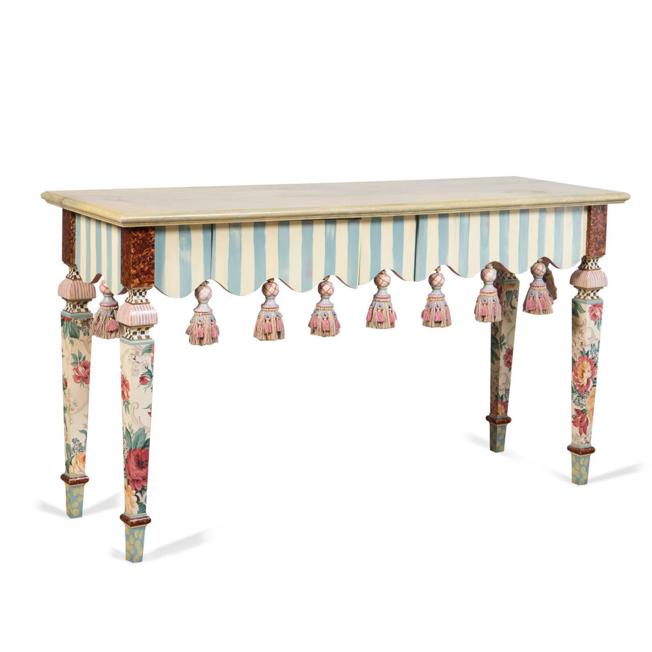 Appraisal: MACKENZIE-CHILDS MARBLE ENTRY TABLE CONSOLE Mackenzie-Childs American Marble Entry Table