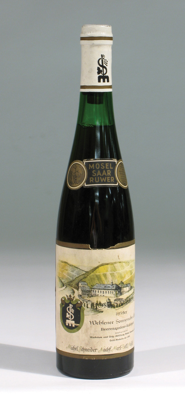 Appraisal: SINGLE BOTTLE OF VINTAGE GERMAN RIESLING WINE Wehlener Sonnenuhr-Abtei Mosel-Saar-Ruwer