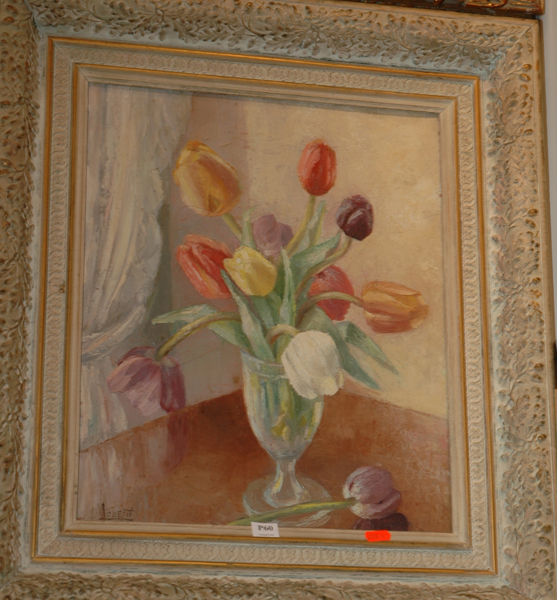 Appraisal: D MODESTI STILL LIFE WITH TULIPS OIL ON CANVAS