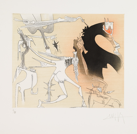 Appraisal: WIFREDO LAM Sans titre Complete set of color etchings with