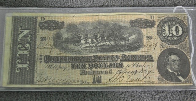 Appraisal: Confederate CurrencyTwo notes dated in F-VF condition Overall nice color