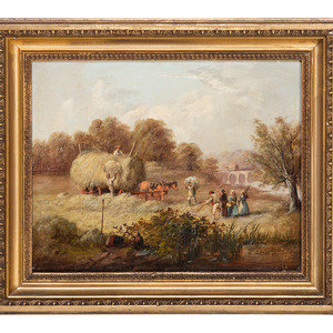 Appraisal: W Richards English th Century Haymaking oil on canvas signed