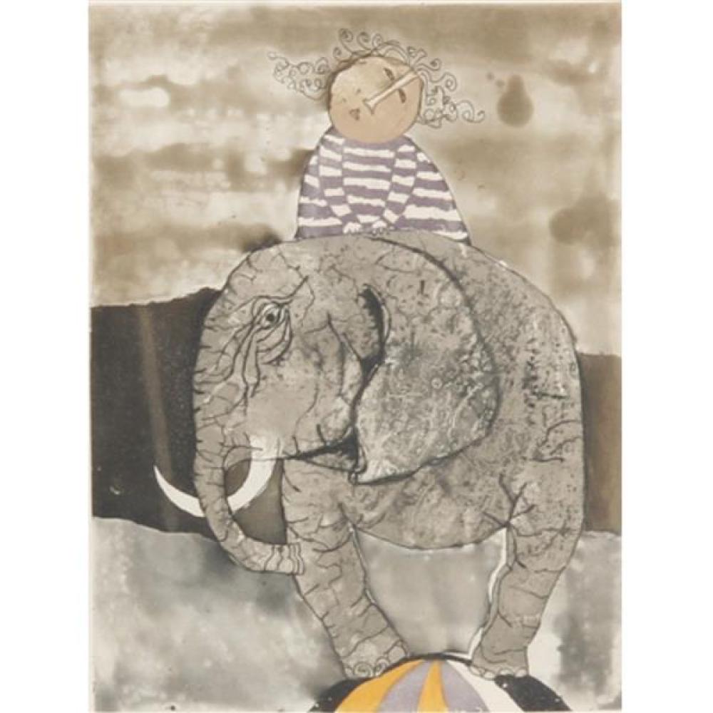 Appraisal: GRACIELA RODO BOULANGER BOLIVIAN B GIRL RIDING CIRCUS ELEPHANT COLOR