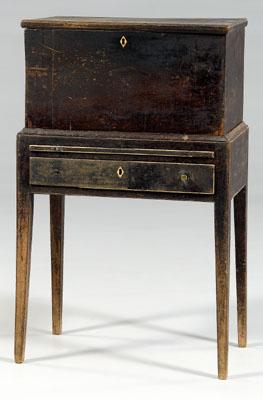 Appraisal: Fine Georgia paint-decorated cellaret or liquor stand walnut with yellow