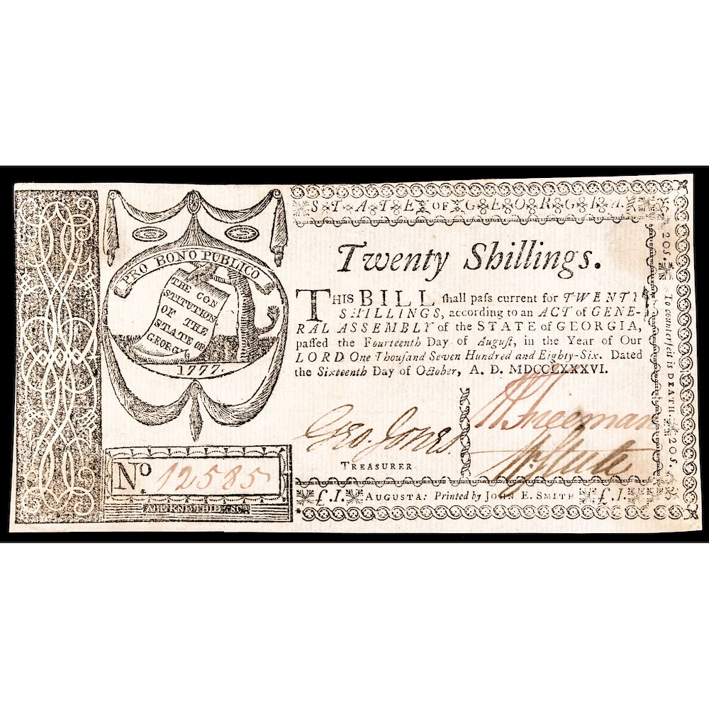 Appraisal: Colonial Currency GA Oct s Choice About Unc Bold and