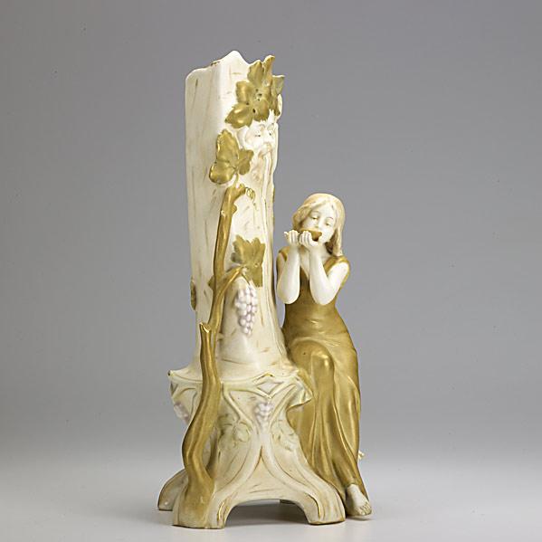 Appraisal: ERNST WAHLISSALEXANDRA PORCELAIN WORKSPorcelain vase with female figure on tree