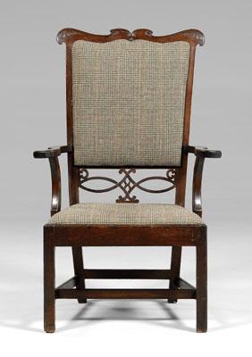 Appraisal: Important Virginia armchair mahogany and walnut carved crest upholstered and