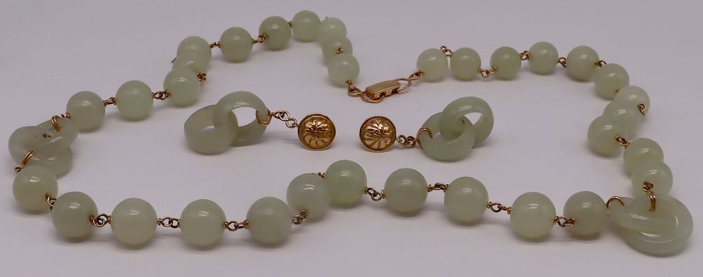 Appraisal: JEWELRY kt Gold and Celadon Jade Jewelry Group Includes a