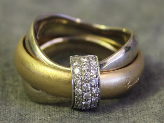 Appraisal: JEWELRY Pamellato kt Gold and Diamond Ring Triple band matte