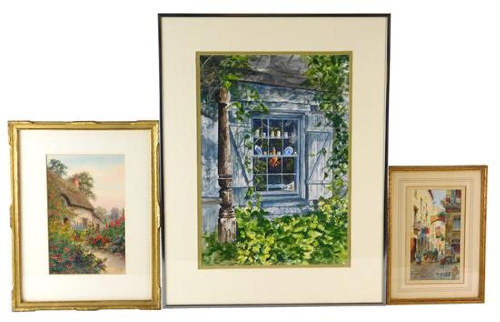 Appraisal: Three th C framed watercolor paintings including Rosalie Gagnon American