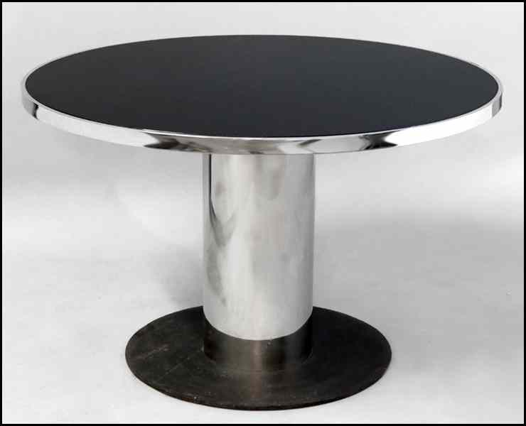 Appraisal: CHROME AND GLASS TOP ROUND TABLE '' x '' Condition